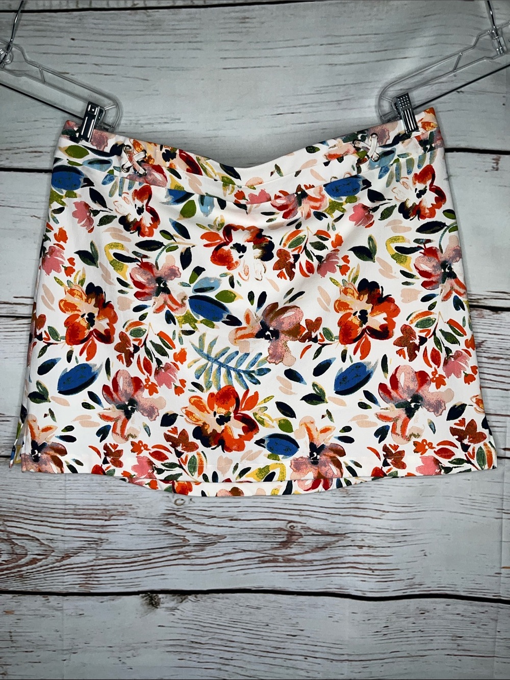 Rafaella Comfort Size 18W White - Abstract Floral Print Skort - Skirt w/ Shorts